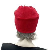 The Evie turban in fleece red rear view