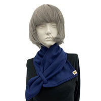 fleece neck wrap scarf in navy blue
