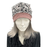 Floral Pink and Black Reversible Slouchy Hat