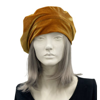 Gold lightweight velvet beret hat for women Boston Millinery
