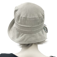 The Betty cloche hat cute and comfy handmade in linen with soft cotton floral accents Boston Millinery  Rear View