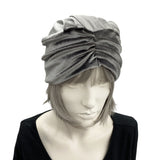 vintage style velvet turban in silver gray 
