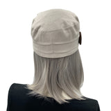 Heather gray linen cadet cap for Women Boston Millinery rear view