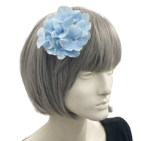 Pale blue hydrangea flower hair clip fascinator