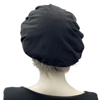 Summer beret in black cotton jersey satin lined vintage style hat 1930s 1940s  rear view