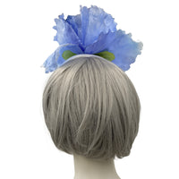 periwinkle poppy fascinator headband headpiece Kentucky Derby and Wedding rear view