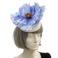 periwinkle poppy fascinator headband headpiece Kentucky Derby and Wedding 