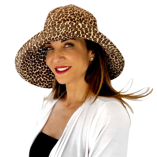 Leopard print derby  Spring and Summer Sun Hat Wide brim Boston Millinery 