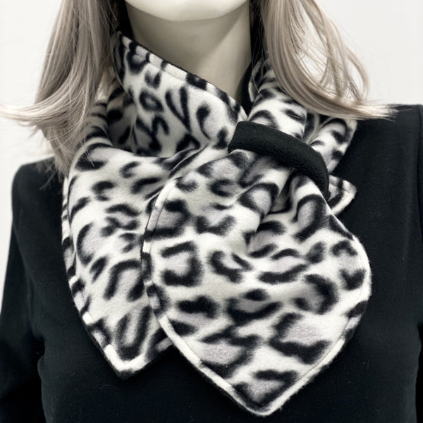 Leopard Print Scarf Neck Wrap in Soft Fleece