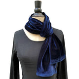 long velvet scarf handmade blue