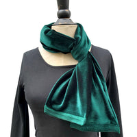 emerald green long velvet scarf handmade 