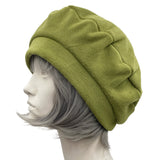 Olive Green  Fleece Beret Boston Millinery side view