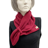 fleece neck wrap scarf in burgundy handmade by Boston Millinery 