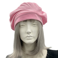 Beret stretch Velvet pale pinkwith satin rose brooch