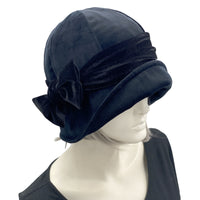 Dapper Flapper Black Velvet Hat with Contrast Velvet Bow | The Polly
