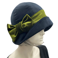Dapper Flapper Black Velvet Hat with Contrast Velvet Bow | The Polly