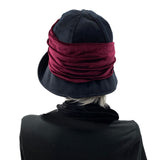 Vintage Inspired Cloche Hat in black velvet with velvet band winter hats women  rear view