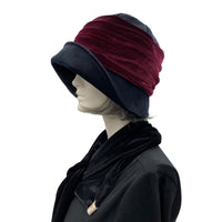 Vintage Inspired Cloche Hat in black velvet with velvet band winter hats women 