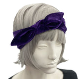 Stretch Velvet Bow headband Boston Millinery purple 
