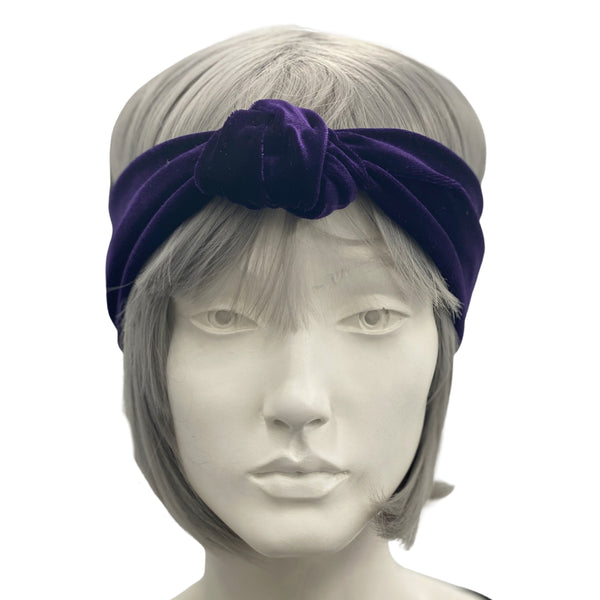 Purple Velvet stretch Headband Boston Millinery