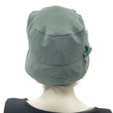 Rain Hat green faux sided green pattern brim and bow brooch -2