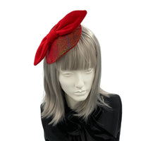 Red Harris Tweed Fascinator 