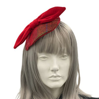 Red Harris Tweed Fascinator Plaid Winter Hat