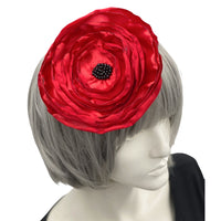 Large Red Satin Poppy Fascinator Boston Millinery