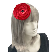 Red Satin Hair Flower Remembrance Day