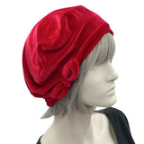 Soft Red Velvet Beret with Small Bow