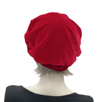 Soft Red Velvet Beret with Small Bow rear view