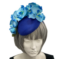 Kentucky Derby Hat Orchid Headpiece in blue Boston Millinery 