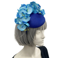 Royal Blue Orchid Flower Fascinator Headpiece