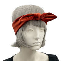 Stretch Velvet Bow headband Boston Millinery rust