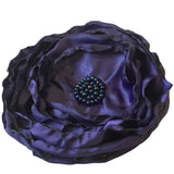 Navy Satin Poppy Style Flower Fascinato Brooch