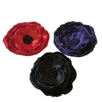 Black Red and Navy Poppy style Hair Flowers Brooches