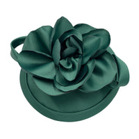 Hunter green flower handmade fascinator satin the Duchess