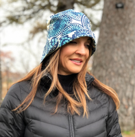 Boston Millinery Blue paisley Rain hat the Eleanor style cloche hat women. Handmade 