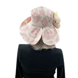 pink paisley derby hat rear view of large pink flower Derby Races weddings formal events