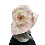 pink paisley derby hat side view of large pink flower Derby Races weddings formal events