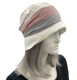 Tri color cloche hat pink gray white Boston Millinery
