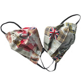 United Kingdom Theme in Olive Green or Red | Handmade Cotton Face Masks