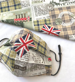 United Kingdom Theme in Red | Handmade Cotton Face Masks