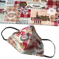 United Kingdom Theme in Olive Green or Red | Handmade Cotton Face Masks