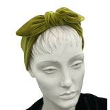 Stretch Velvet Bow headband Boston Millinery chartreuse