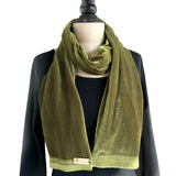 long velvet scarf handmade chartreuse 