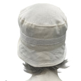 Cloche hat women in off white linen with antiqu