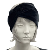 Wide Black Velvet Headband Turban Twist Style