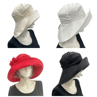 Wide brim linen derby hat color options