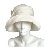 Cloche Hat, Summer Hats Women in Cream Linen with Bow Accessory, or Choose Your Color, 1920s Style Hat, Handmade in the USA